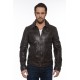 Blouson cuir homme Major Agneau marron face ferme