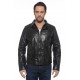 Blouson cuir homme Major Agneau noir face ferme