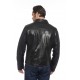 Blouson cuir homme Major Agneau noir dos