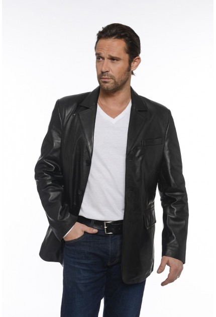 Veste H900 de Giovanni en cuir homme noir