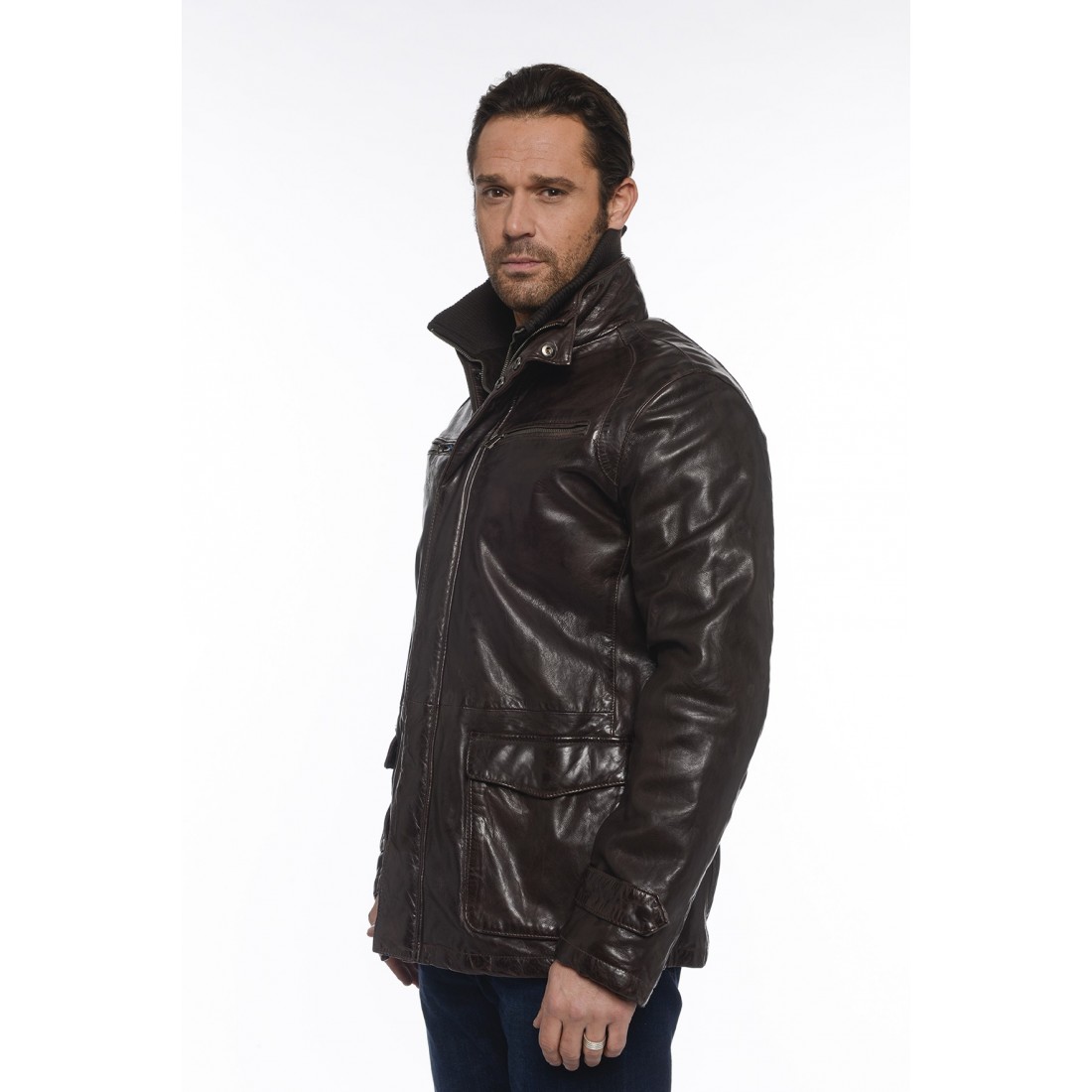 Veste Clintion de Daytona en cuir homme marron