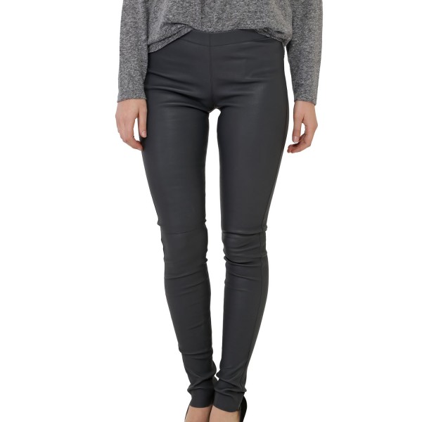 Pantalon Cuir Stretch Gris Femme Oakwood