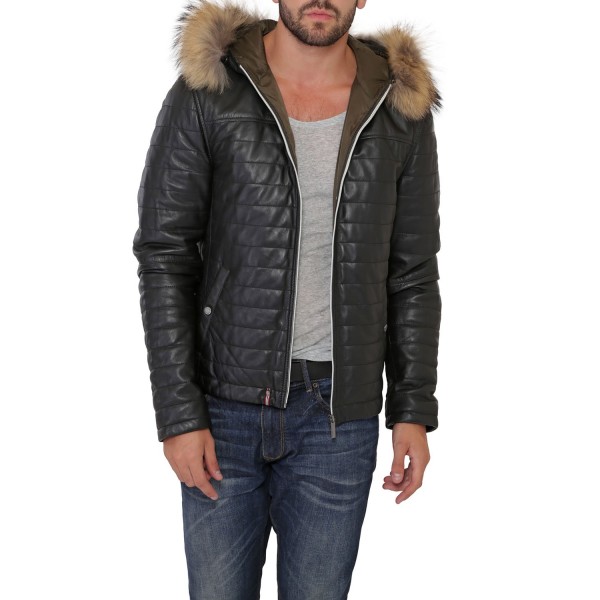 doudoune cuir homme