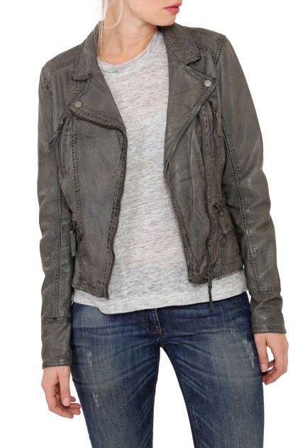 Blouson perfecto Camera d'Oakwood en cuir agneau femme gris