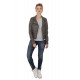 Blouson cuir agneau gris femme Oakwood