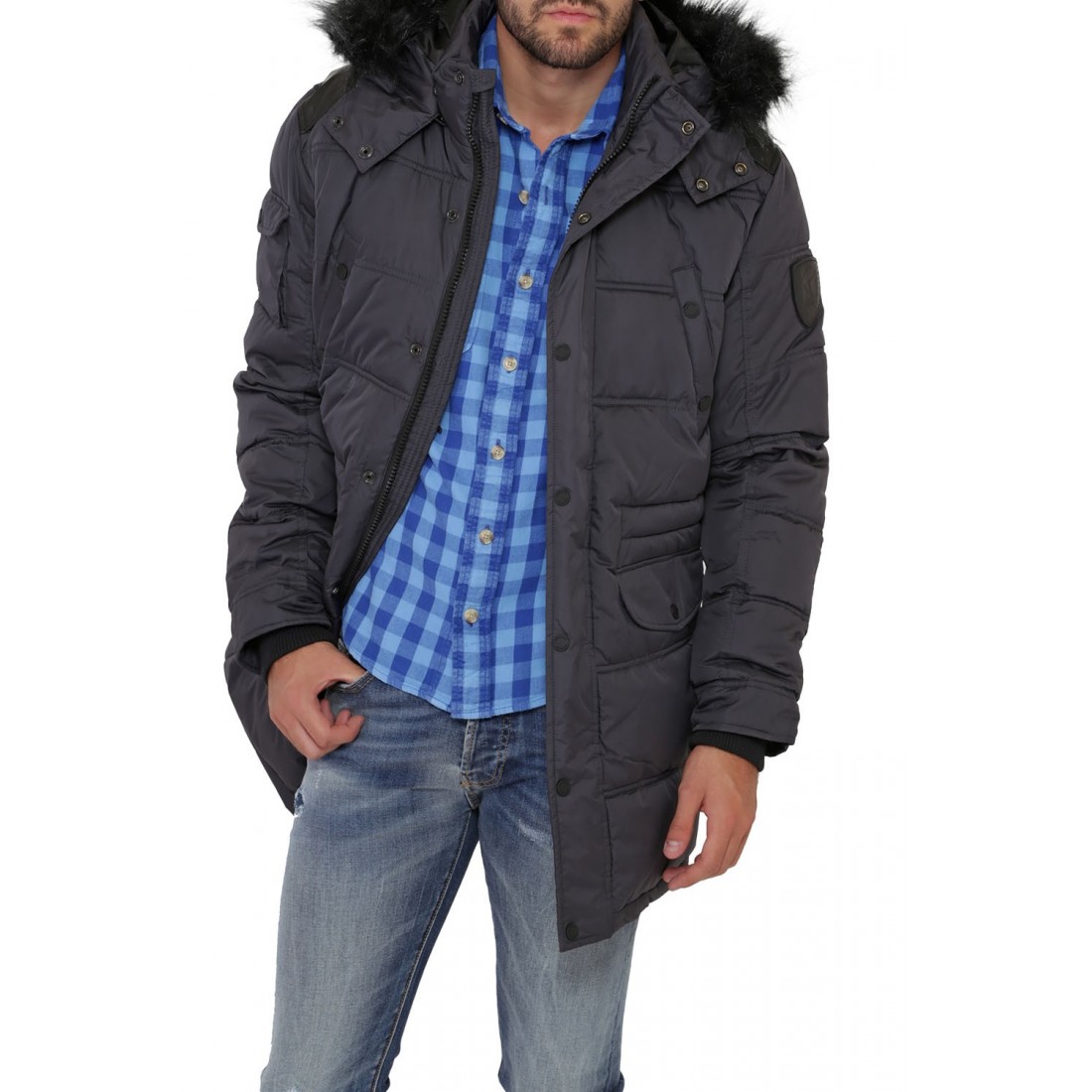 Parka en Cuir Gris pour homme Redskins