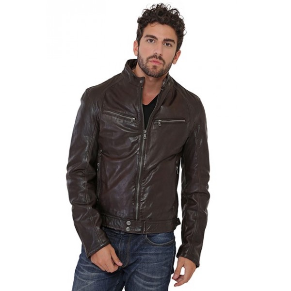 Blouson cuir marron Daytona Dustin