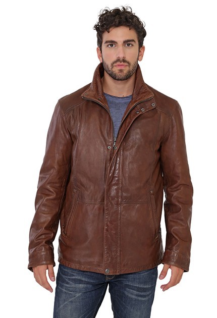 Veste Daytona Gloster en cuir homme marron 