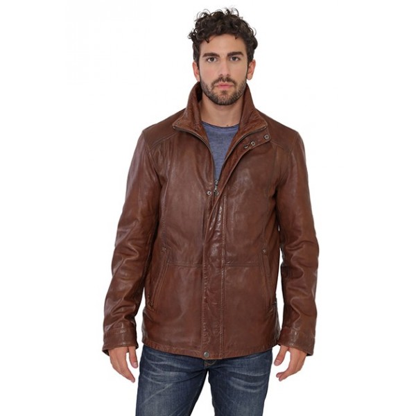 Veste Daytona Gloster en cuir homme marron 