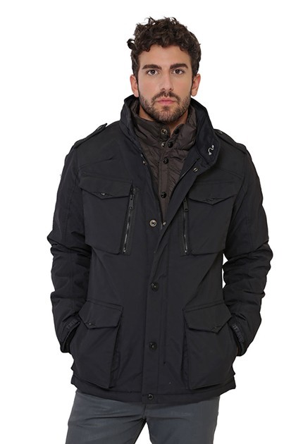 Veste 3/4 Field de Schott en nylon homme noir 