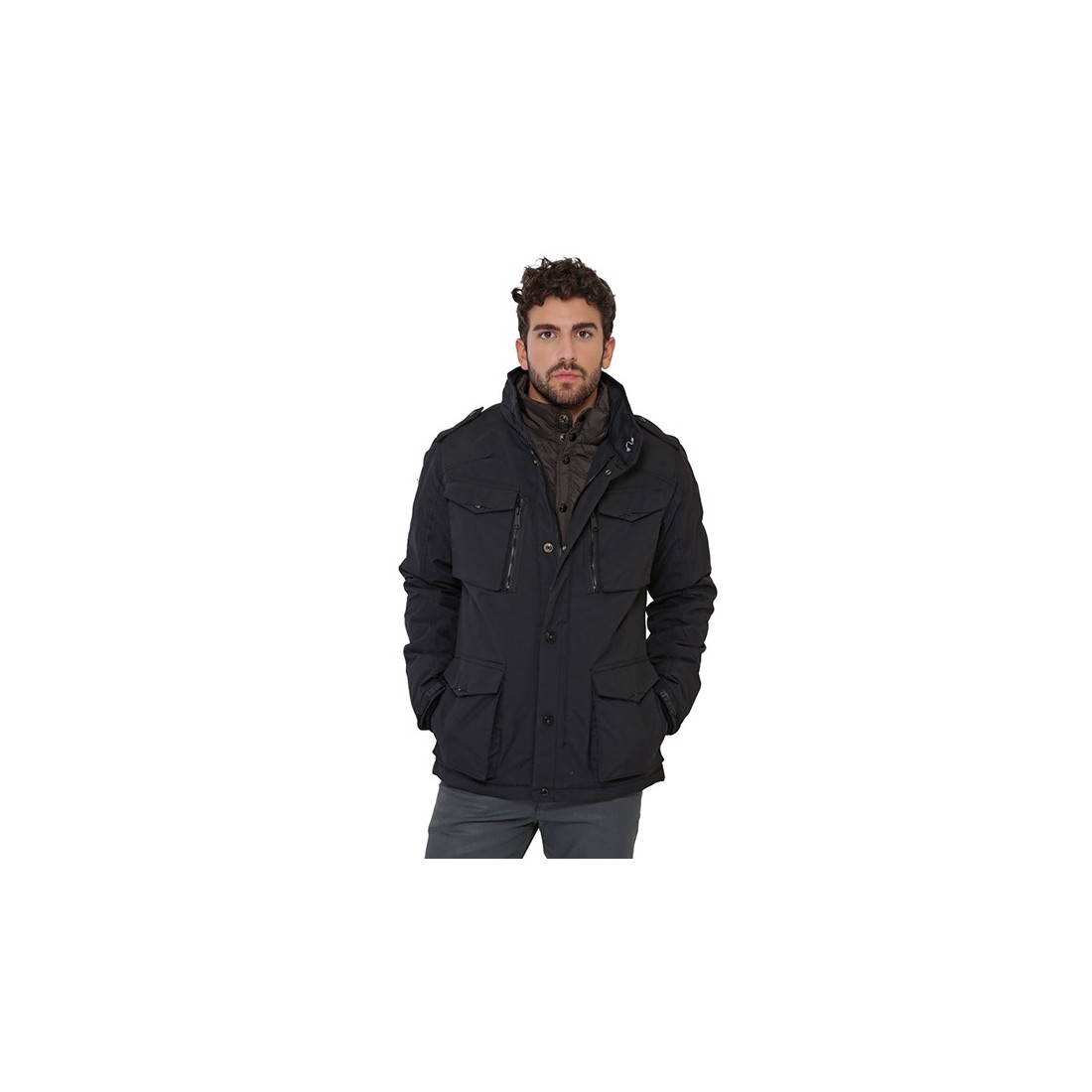 Veste 3/4 Field de Schott en nylon homme noir