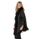 Poncho Giovanni aurora en fourrure de renard femme noir 