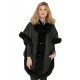 Poncho Giovanni aurora en fourrure de renard femme noir 