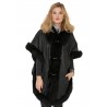 Poncho Isabella de Giovanni en fourrure de renard femme noir 