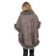 Poncho Giovanni aurora en fourrure de renard femme gris 