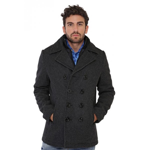 manteau cyclone 2 de schott en laine homme gris antracite