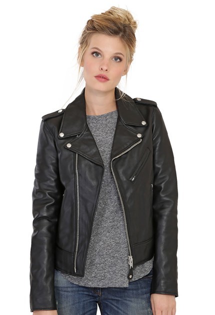 Veste LCW1601D de Schott en cuir femme noir