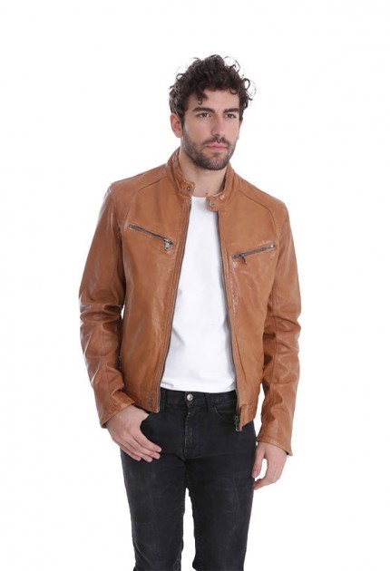 Blouson cuir homme daytona dustin cognac