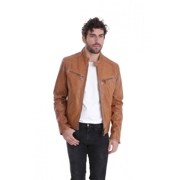 Blouson cuir homme daytona dustin cognac