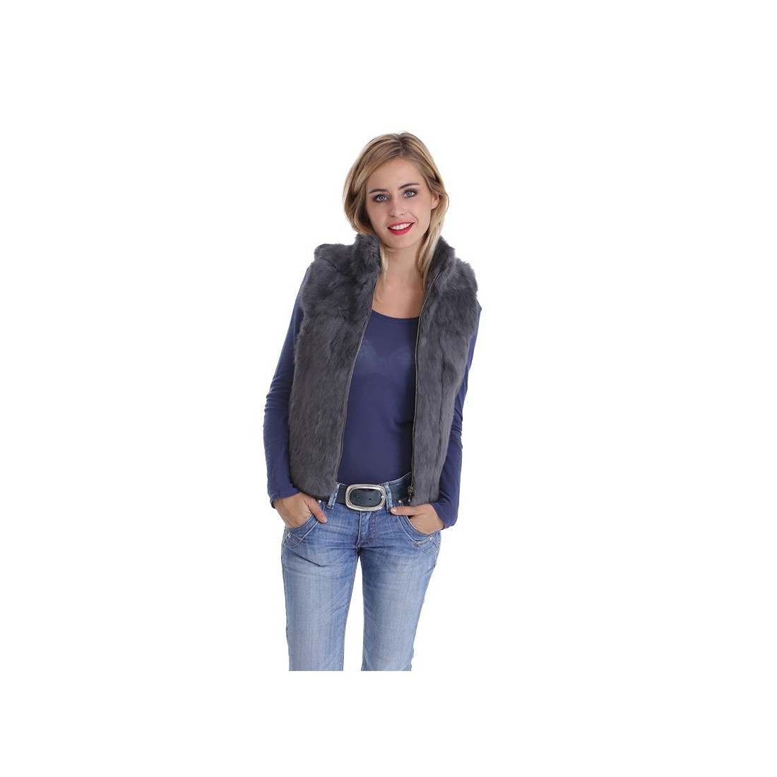 Gilet fourrure - Gilet en fourrure sans manche pour femme - Moncuir