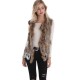 Gilet fourrure lapin et racoon femme MonCuir beige