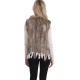 Gilet fourrure lapin et racoon femme MonCuir beige