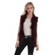 Gilet fourrure lapin et racoon femme MonCuir bordeaux