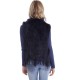 Gilet fourrure lapin et racoon femme MonCuir bleu