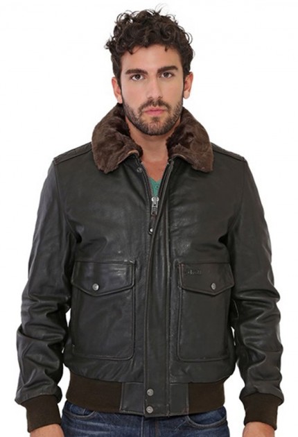 Blouson LC5331X de Schott en cuir homme marron