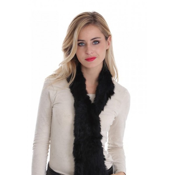 Echarpe en lapin tricoté femme MonCuir noire