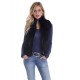 Gilet fourrure lapin femme MonCuir bleu