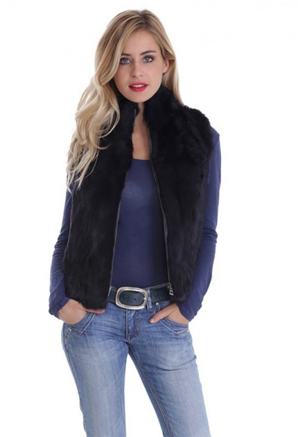 Gilet fourrure - Gilet en fourrure sans manche pour femme - Moncuir