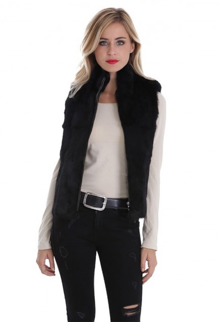 gilet sans manche en fourrure pour femme