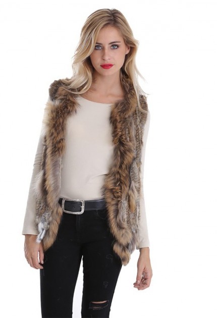 Gilet sans manche fourrure lapin outlet