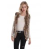 Gilet fourrure lapin et racoon femme MonCuir beige