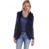 Gilet fourrure lapin et racoon femme MonCuir bleu