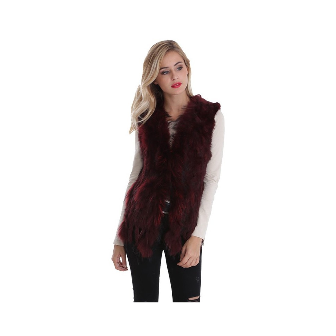 gilet sans manche bordeaux femme