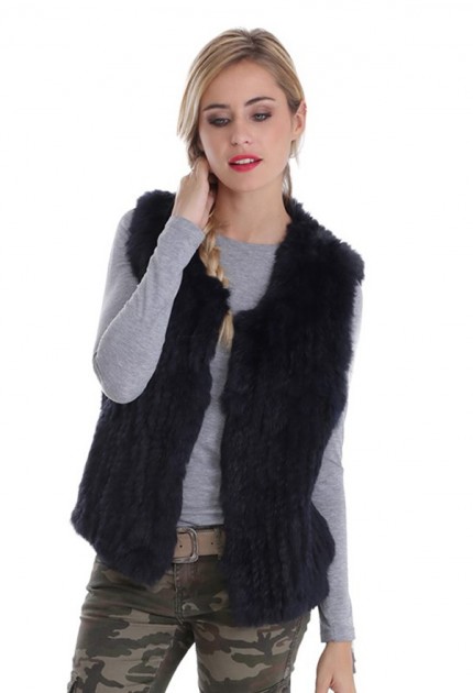 Gilet fourrure - Gilet en fourrure sans manche pour femme - Moncuir