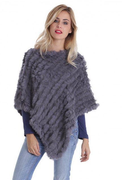 Poncho lapin femme MonCuir gris