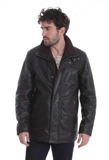 Veste cuir fourrure homme : blouson cuir col fourrure En ligne - Moncuir