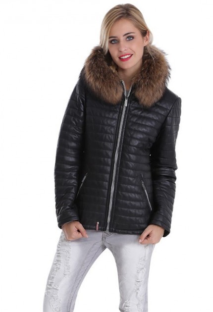 Blouson cuir femme Oakwood Happy noir 61677