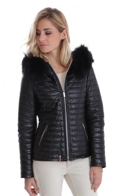 Blouson cuir femme Oakwood happy noir 62126