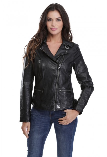 Blouson cuir femme Oakwood Video Noir