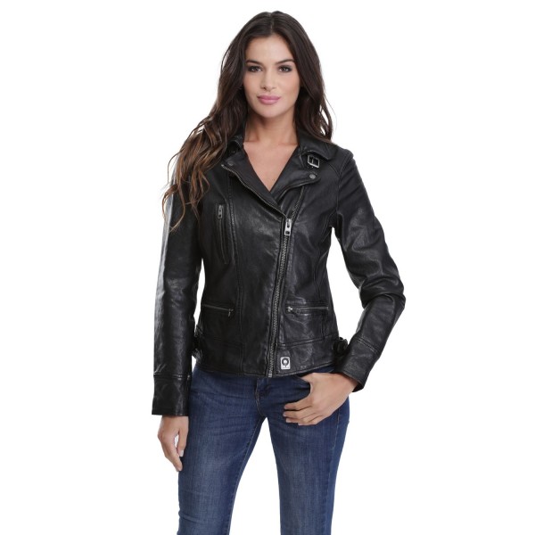 Blouson cuir femme Oakwood Video Noir