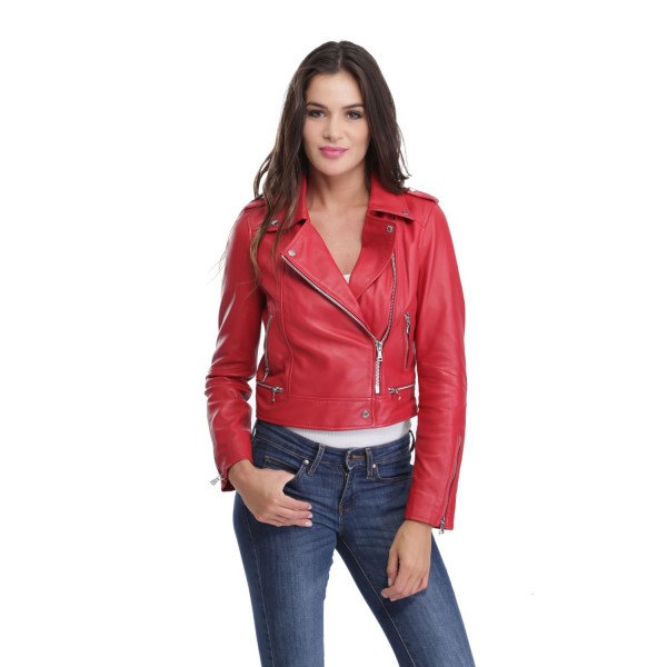 manteau cuir rouge