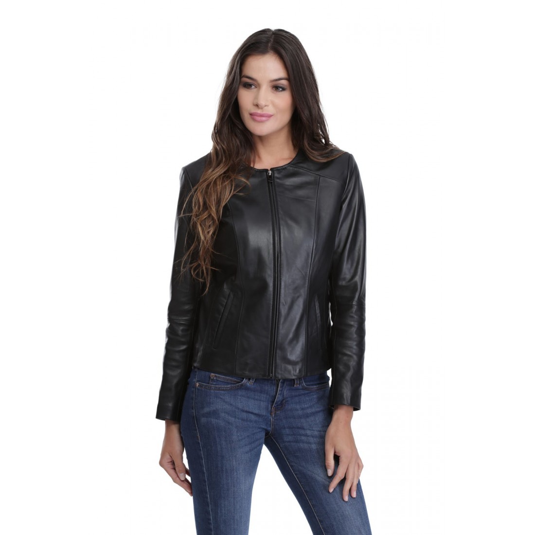 blouson cuir femme giorgio sephora noir