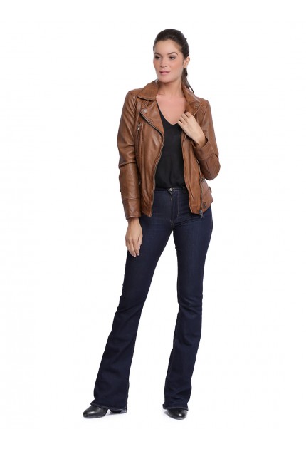 Blouson cuir femme Oakwood Video Cognac