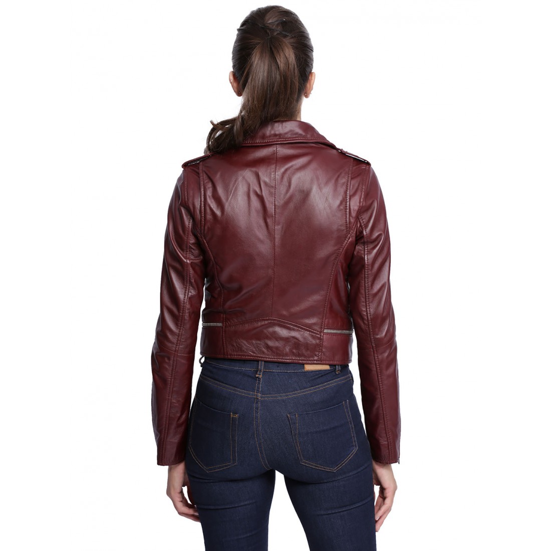 Blouson cuir pour femme Oakwood Yoko 62326 bordeaux