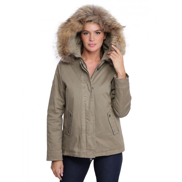 En Femme Avec Naturel Oakwood 62381 Parka Light Capuche Fourrure Kaki Chiara 556 BoQCWerEdx