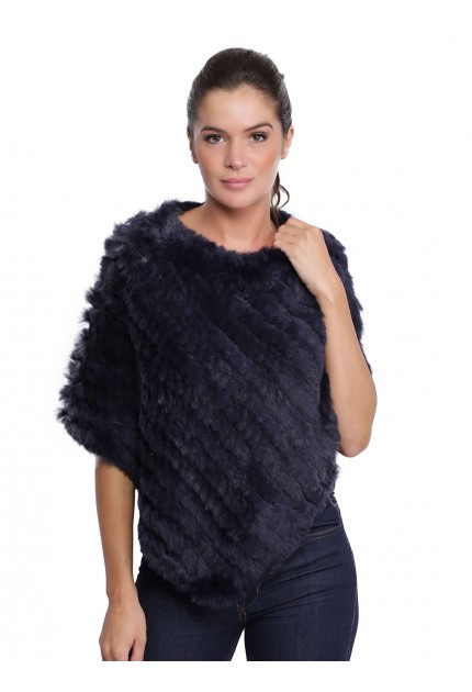 Poncho en fourrure Davos 56034 d'Oakwood Femme bleu foncé 537